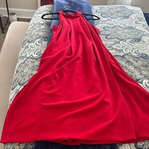 Calvin Klein Vibrant Red Halter-Style Maxi Dress